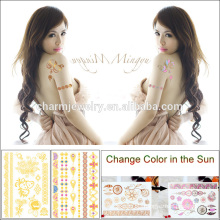 New Arrived Creative Tattoo Sticker Gold Change Color Under the Sunshine for Adults BS-8023